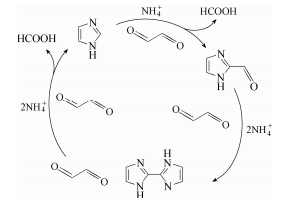 無機(jī)銨溶液中乙二醛反應(yīng)生成咪唑、2-甲?；溥蛞?及 2,2'-聯(lián)-1H-咪唑反應(yīng)